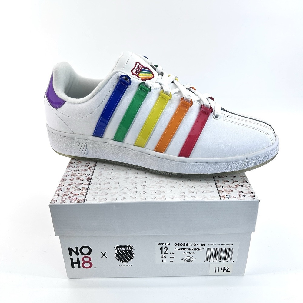 K Swiss NOH8 Rainbow Stripe Sneakers Mens 12 Pride Month Streetwear Retro